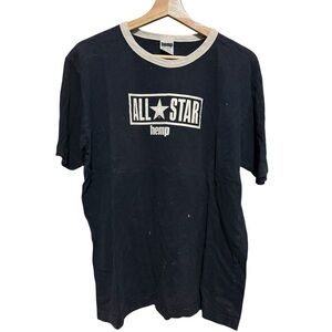 Vintage Converse All Star Hemp Short Sleeve Navy Shirt Mens Large